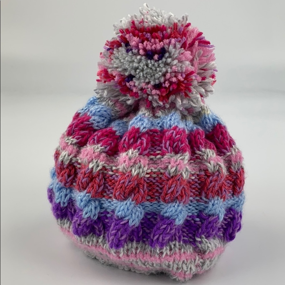 NEW Handmade Knitted Girls Hat with Poofy Ball - Picture 4 of 7